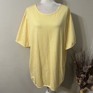 Vtg Roaman's Women T-Shirt Top Tunic Short Sleeve Yellow Round Neck Relaxed Sz L